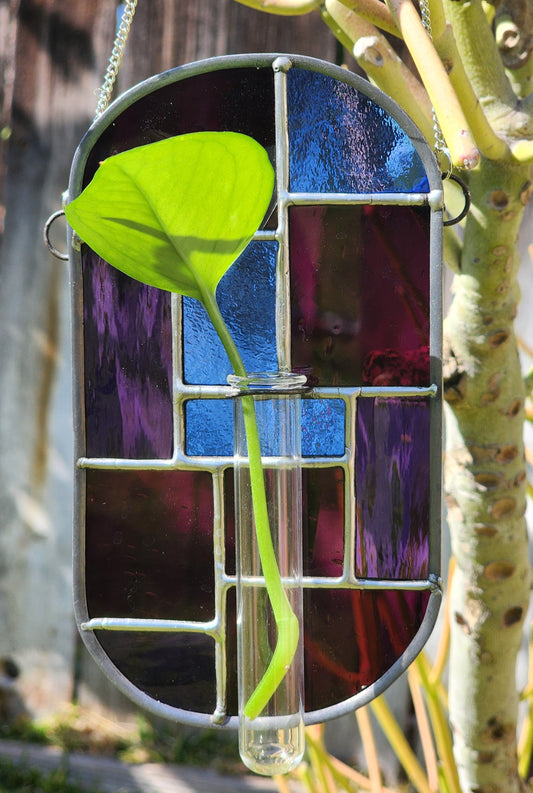 Blue Geometric Stained Glass Propagation Suncatcher