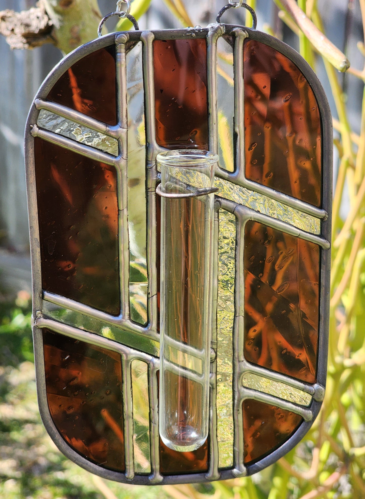 Maroon Geometric Stained Glass Propagation Suncatcher