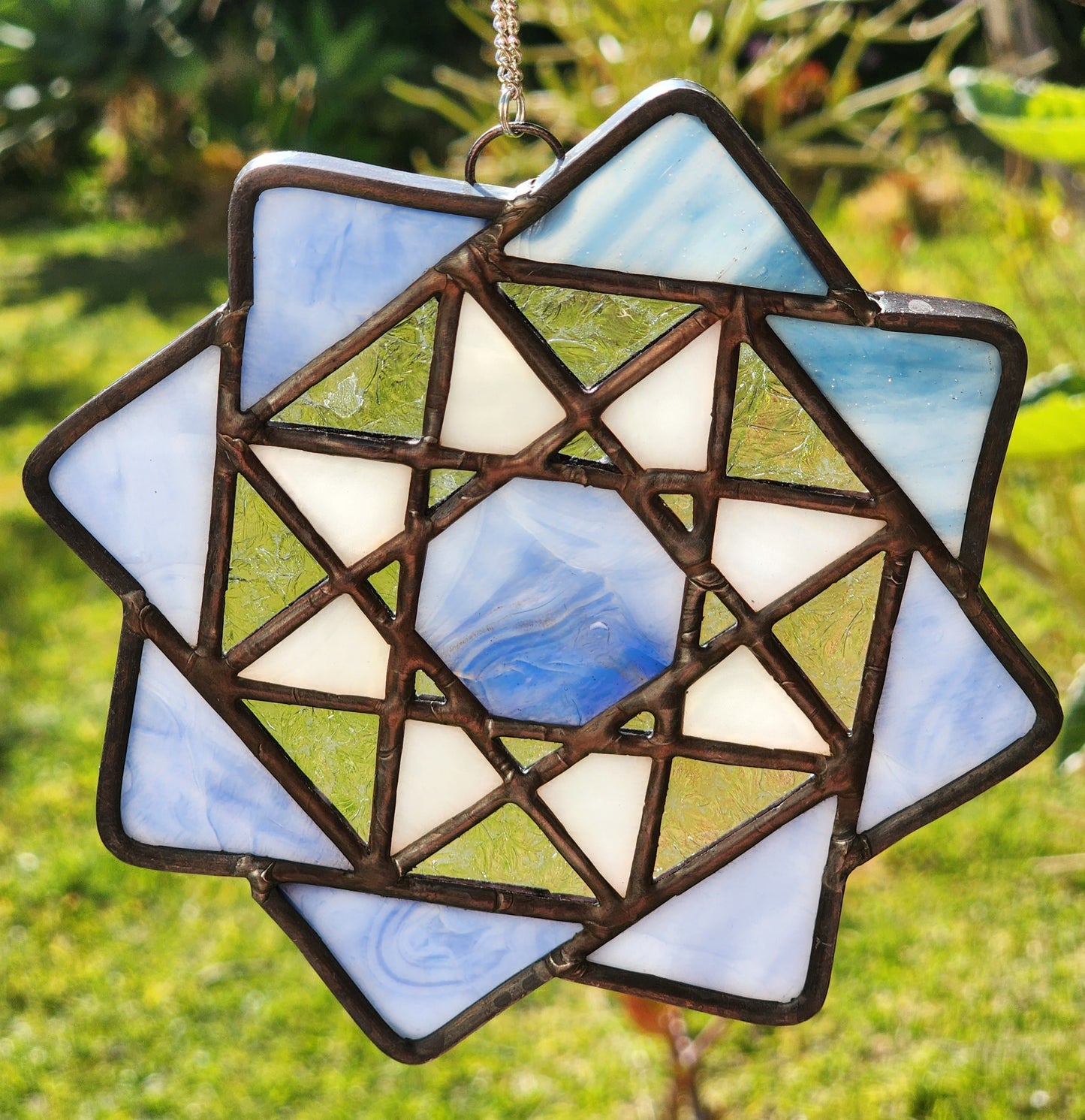 Blue Geometric Flower Suncatcher