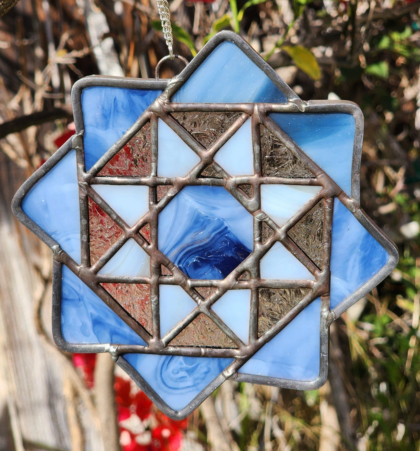 Blue Geometric Flower Suncatcher