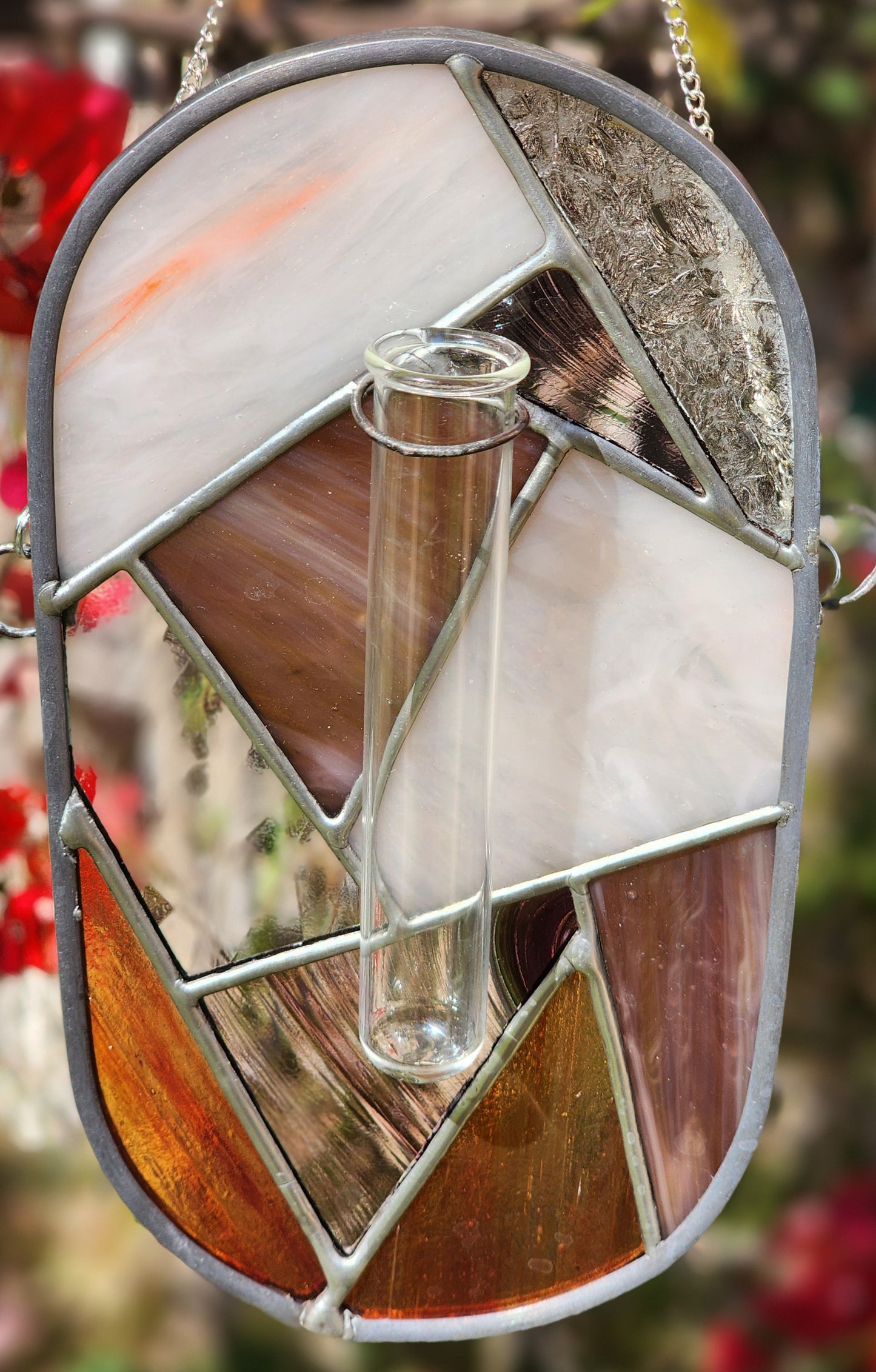 Pink Geometric Stained Glass Propagation Suncatcher