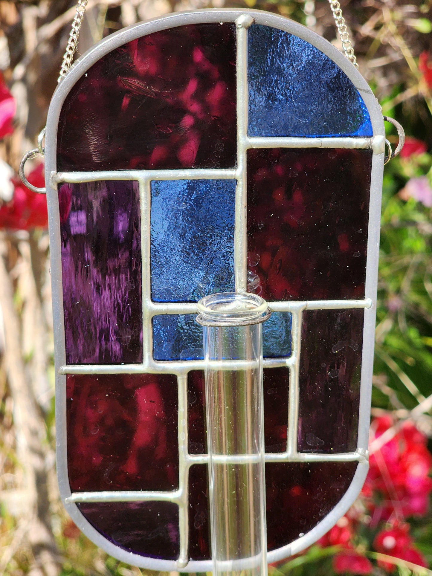 Blue Geometric Stained Glass Propagation Suncatcher