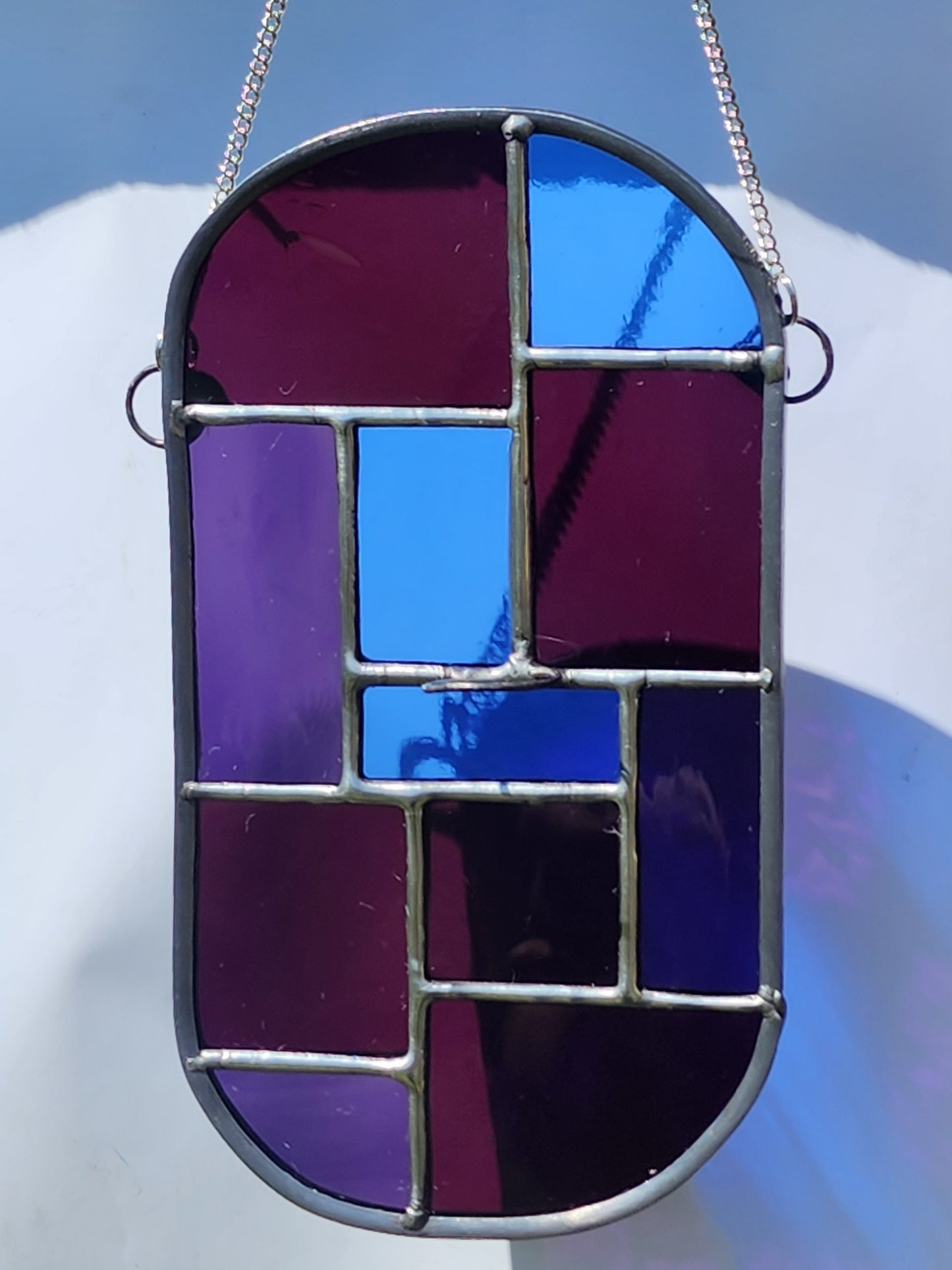 Blue Geometric Stained Glass Propagation Suncatcher