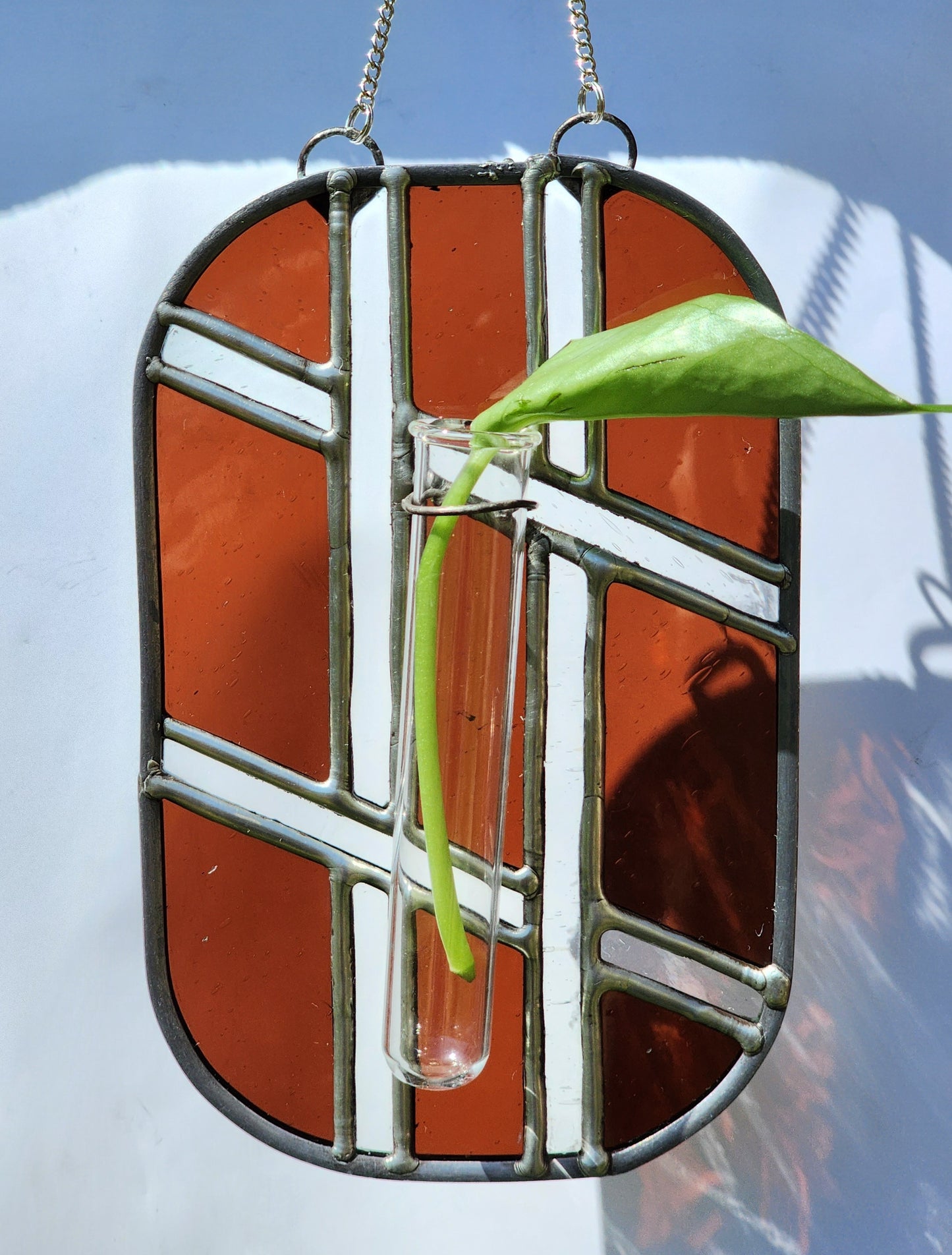 Maroon Geometric Stained Glass Propagation Suncatcher