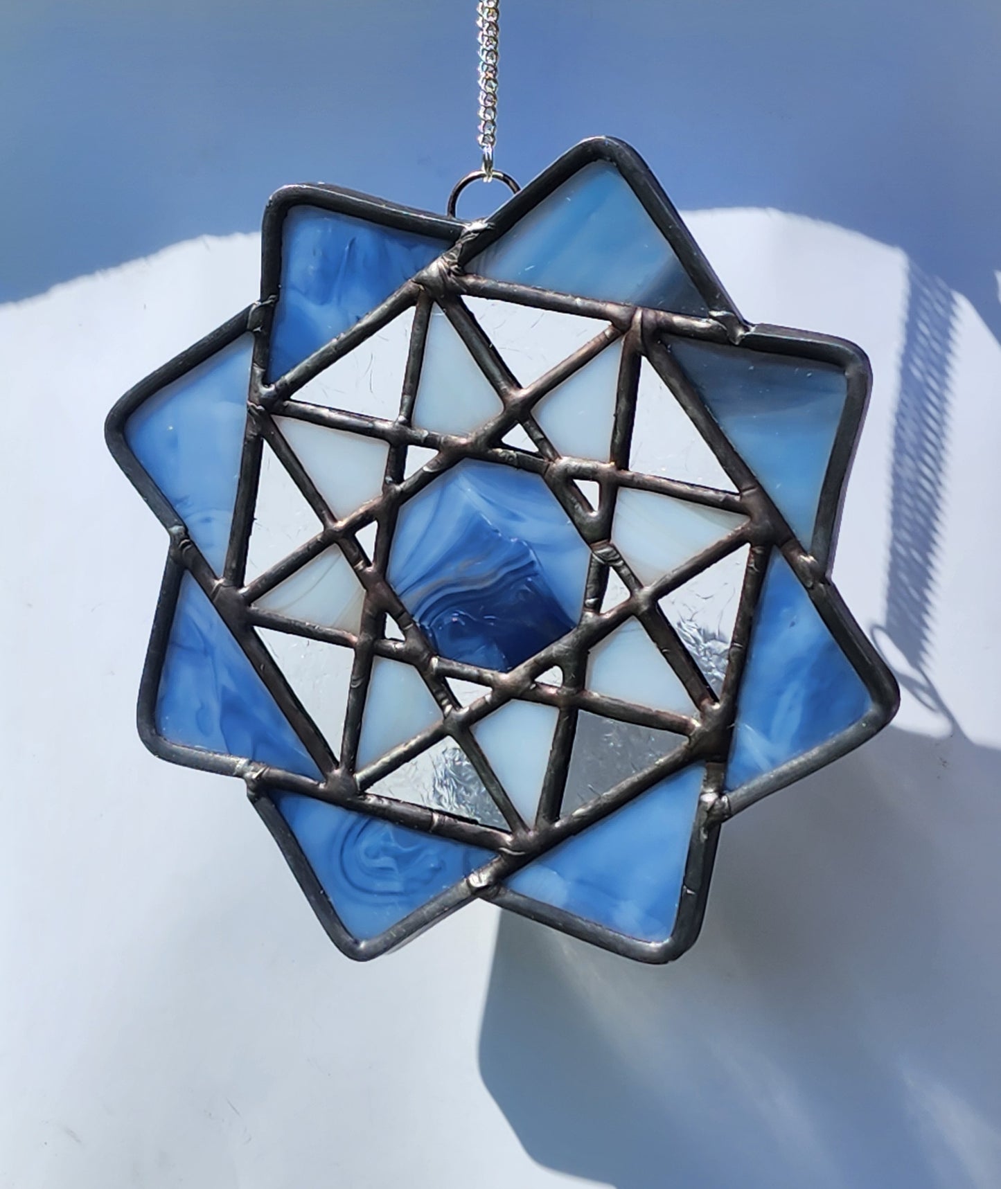 Blue Geometric Flower Suncatcher