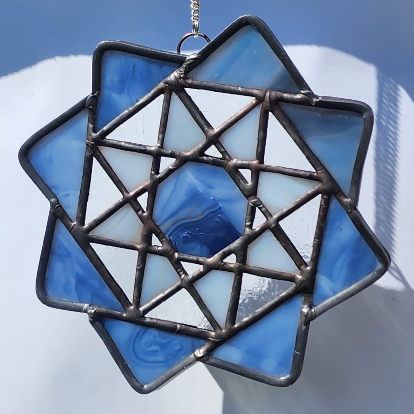 Blue Geometric Flower Suncatcher