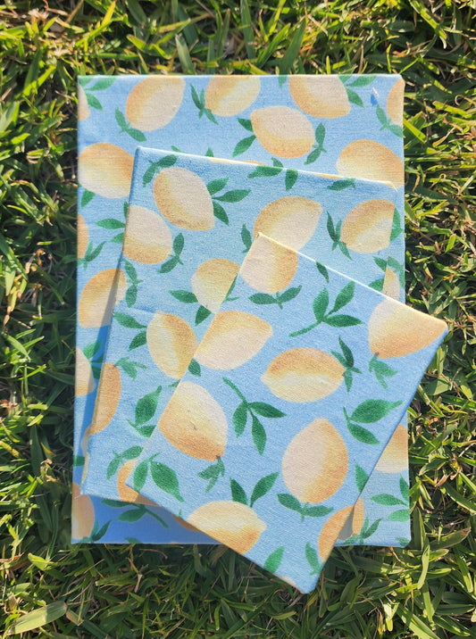 Handcrafted A5, A6, A7 Journal Set with Lemon Cover and White Paper