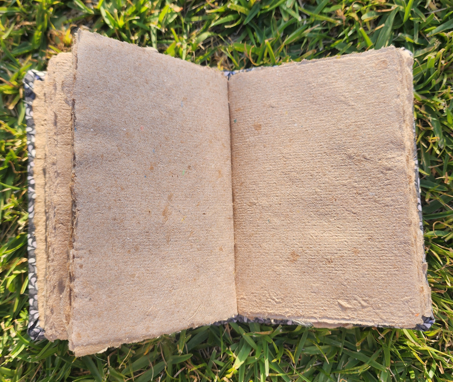 Handcrafted A6 Journal with Black Geometric Cover and Light Brown Paper