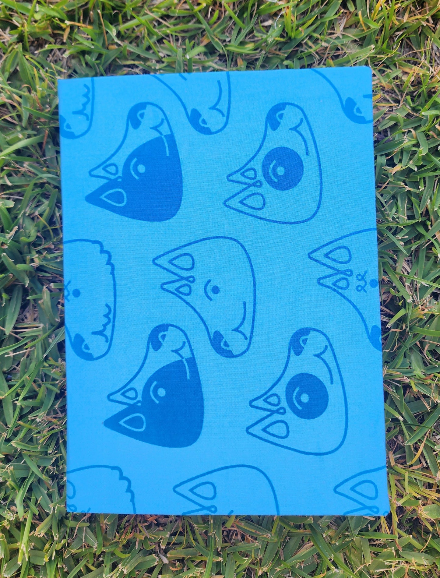 Handcrafted A5 Journal with Blue Dog Cover and Light Brown Paper