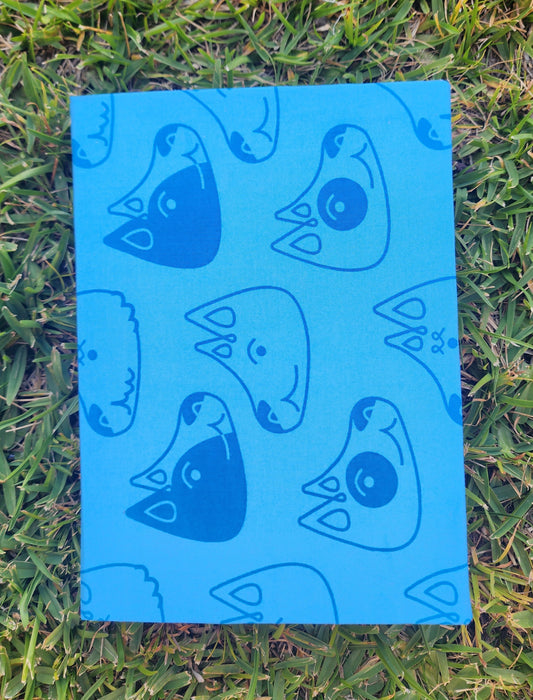 Handcrafted A5 Journal with Blue Dog Cover and Light Brown Paper