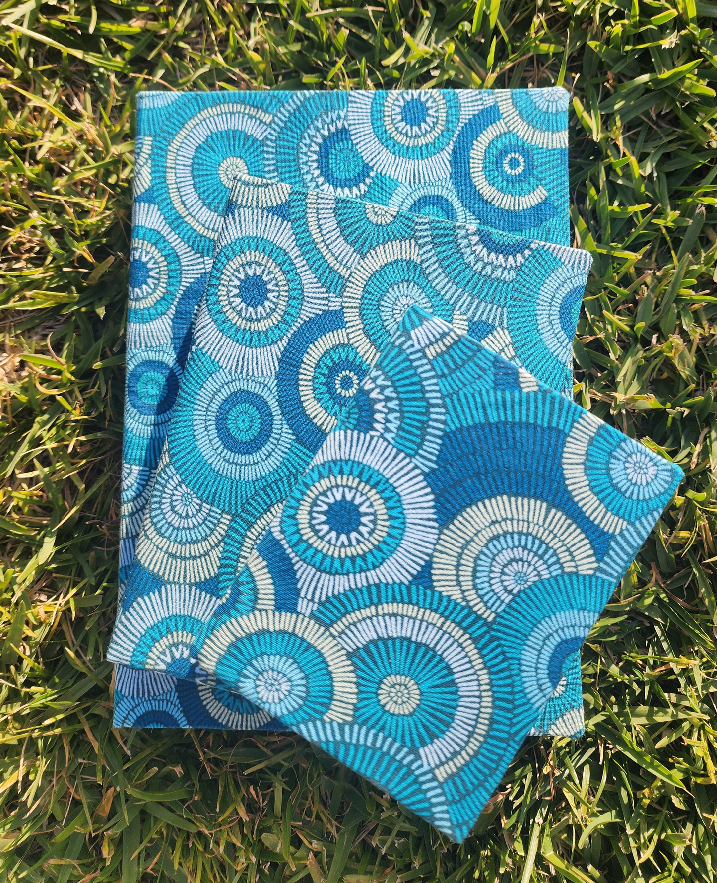 Handcrafted A5, A6, A7 Journal Set with Turquoise Spiral Cover and White Paper