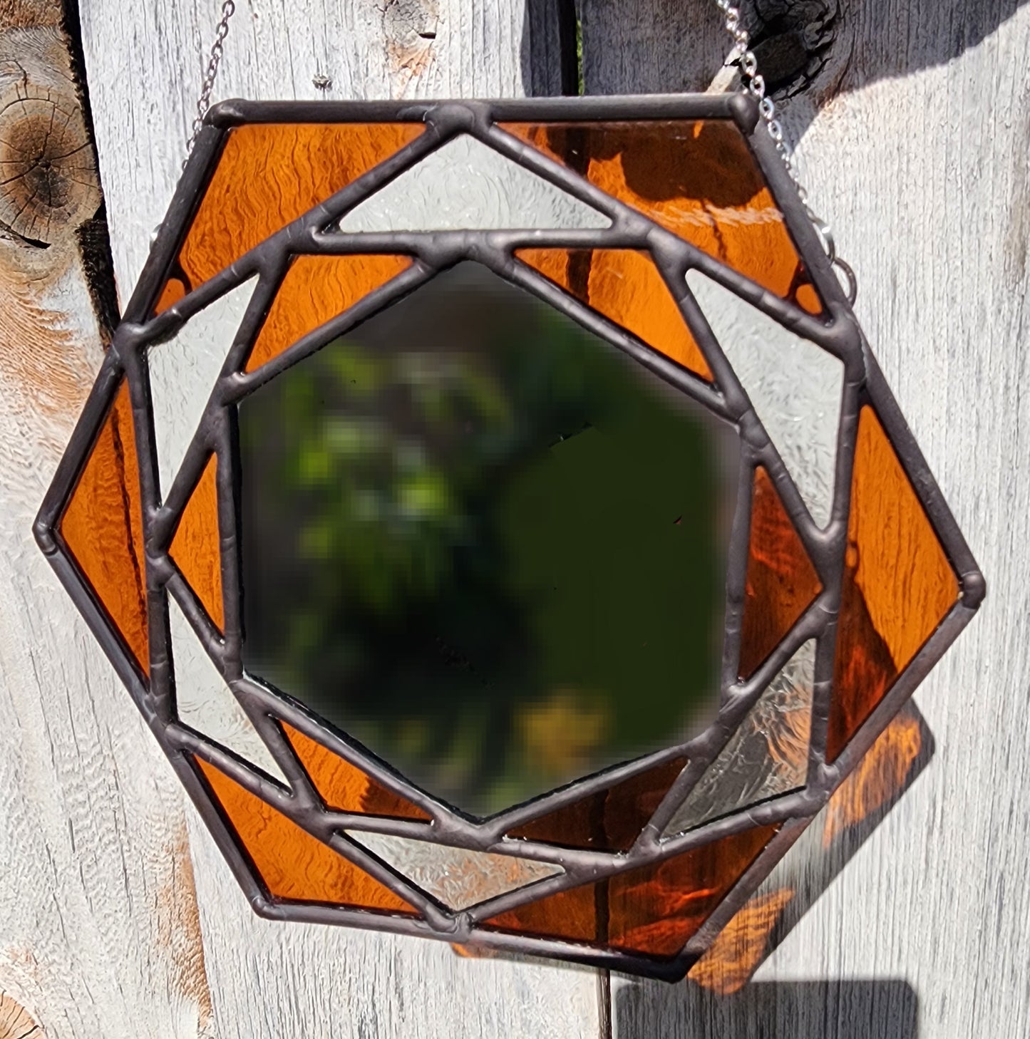 Honey Brown Geometric Flower Mirror