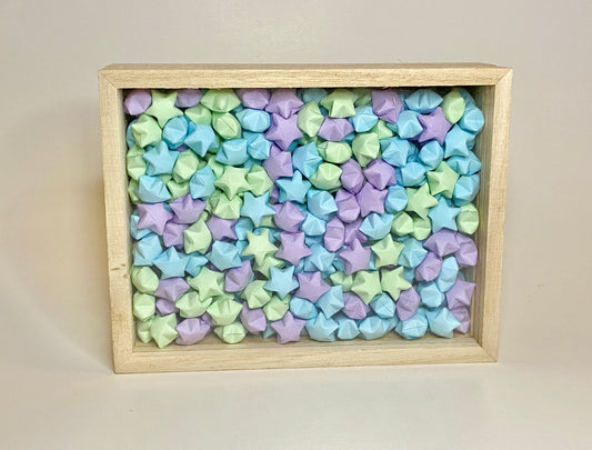 Origami Paper Stars in Shadow Box (with Light)