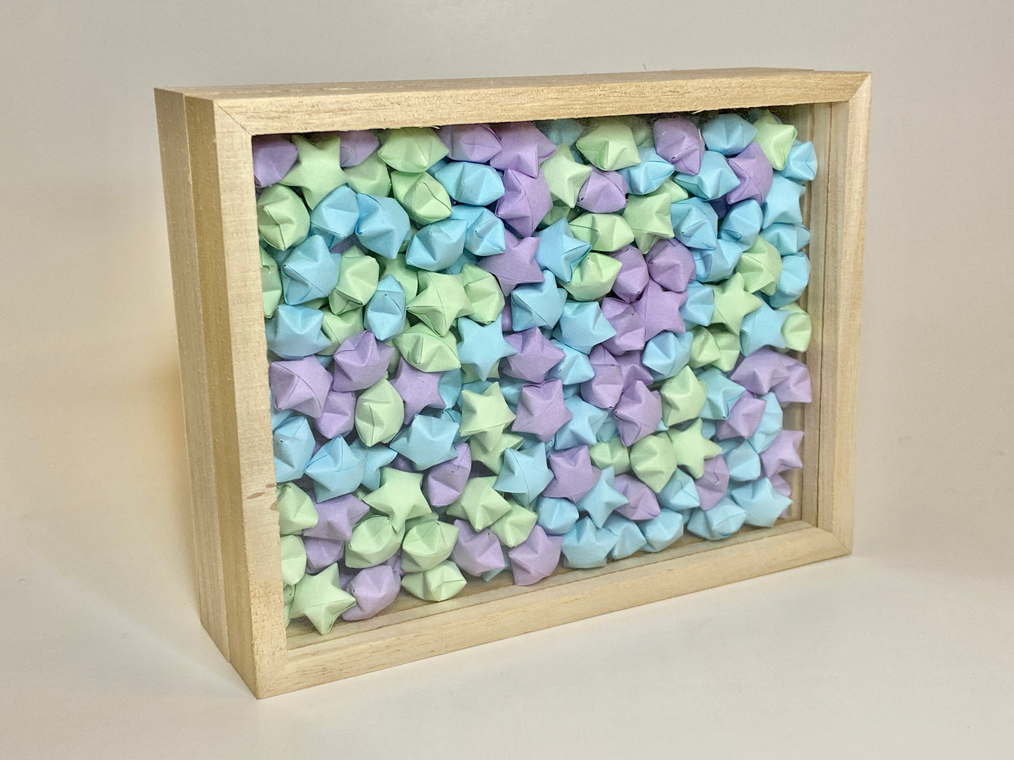 Origami Paper Stars in Shadow Box (with Light)