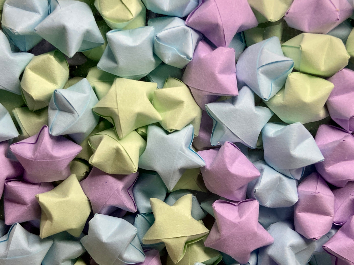 Origami Paper Stars in Shadow Box (with Light)